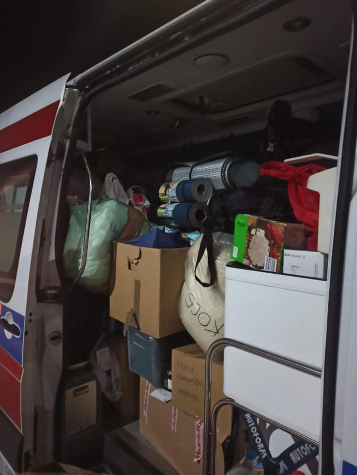 an ambulance with supplies for Ukraine